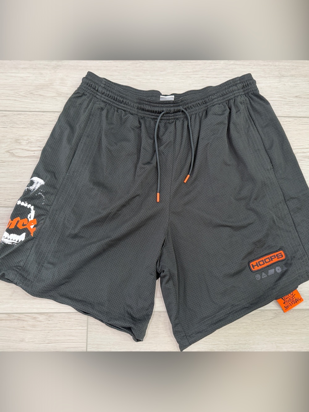 Nike Dri Fit Gray Athletic Shorts with Orange Trim